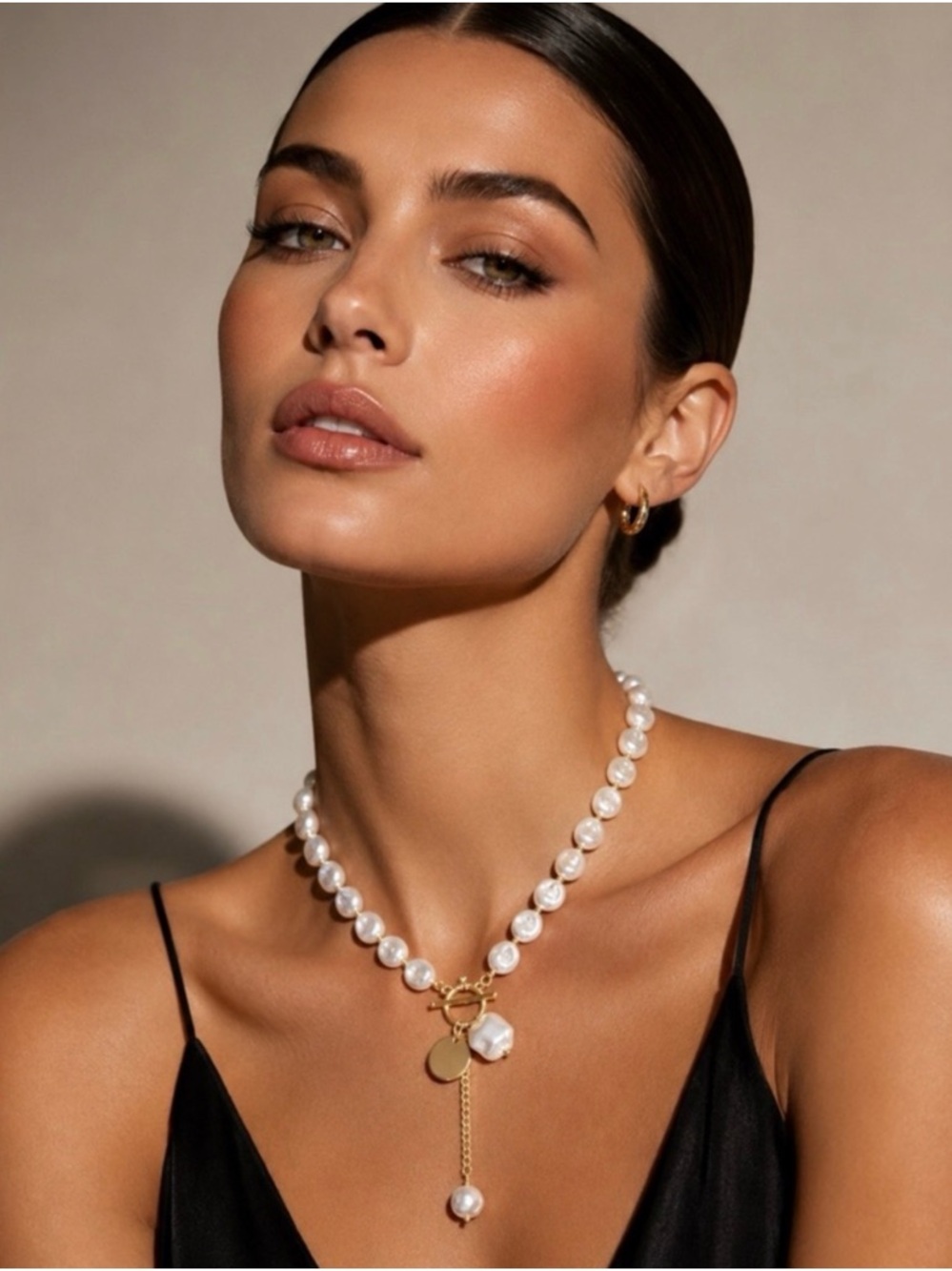 Mayamar Freshwater Pearl and Gold Toggle Pendant Necklace